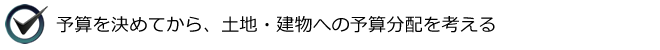 予算を決めてから、土地・建物への予算分配を考える